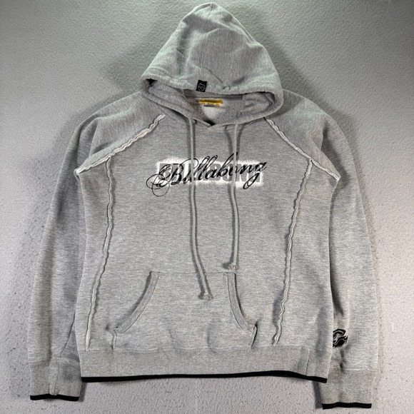Vintage Billabong Hoodie Sweatshirt Womens Large Gray Fleece Surf Skate Logo Y2K - Picture 1 of 11